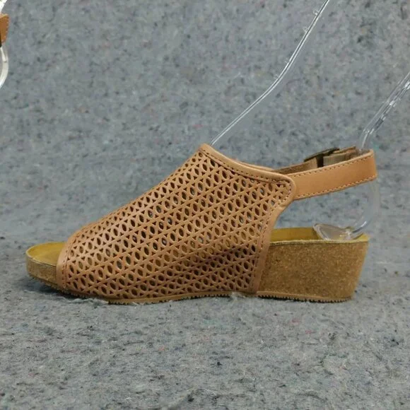 Eric Michael Wedge Sandals Womens 36 EU Phoebe Cork Heel Slingback Slip On Taupe - Picture 2 of 11